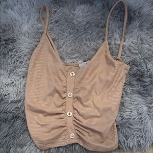 Stylish Tan Button-Front Women's Top